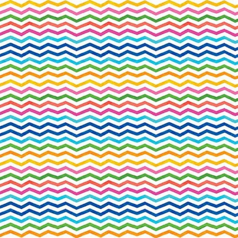 Bloom Bouquet II Chevron Zigzag White Color Pop Studio Blank Quilting Cotton Fabric