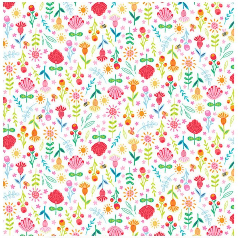 Sunshine Garden Small Floral White Studio E Cotton Fabric
