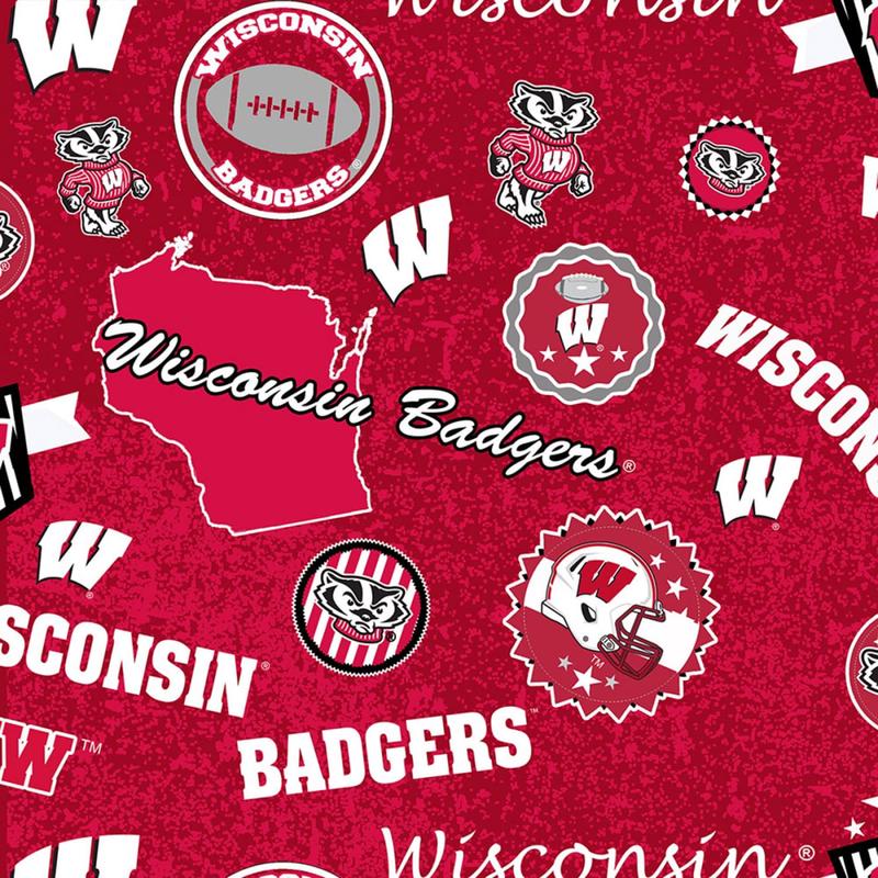 Wisconsin Badgers NCAA College Home State Sykel Cotton Fabric WIS-1208 1