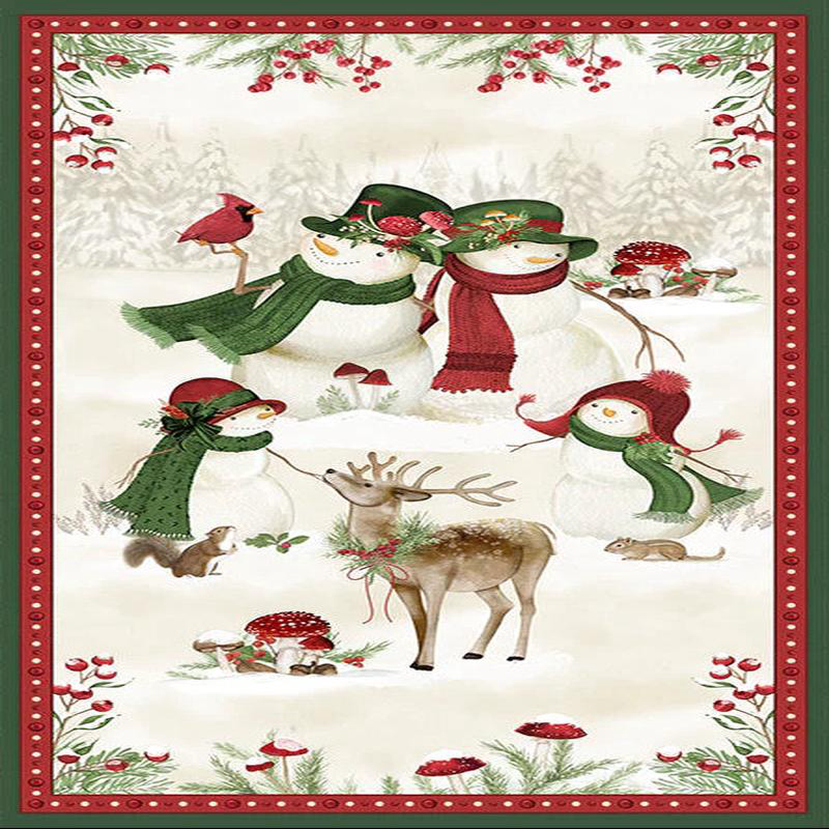 Woodland Snowmen Panel 248243 Multi Danielle Leone Wilmington Prints Cotton Fabric WP-3017-27732-273