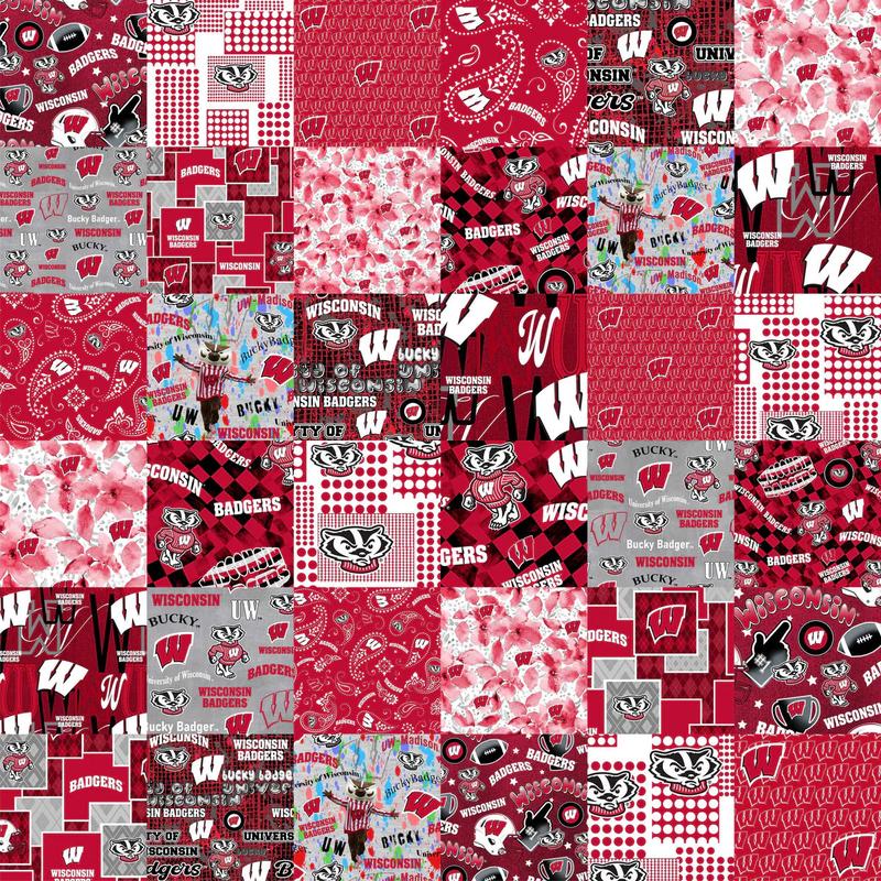 Wisconsin Badgers NCAA College Cheater Quilt Allover 60
