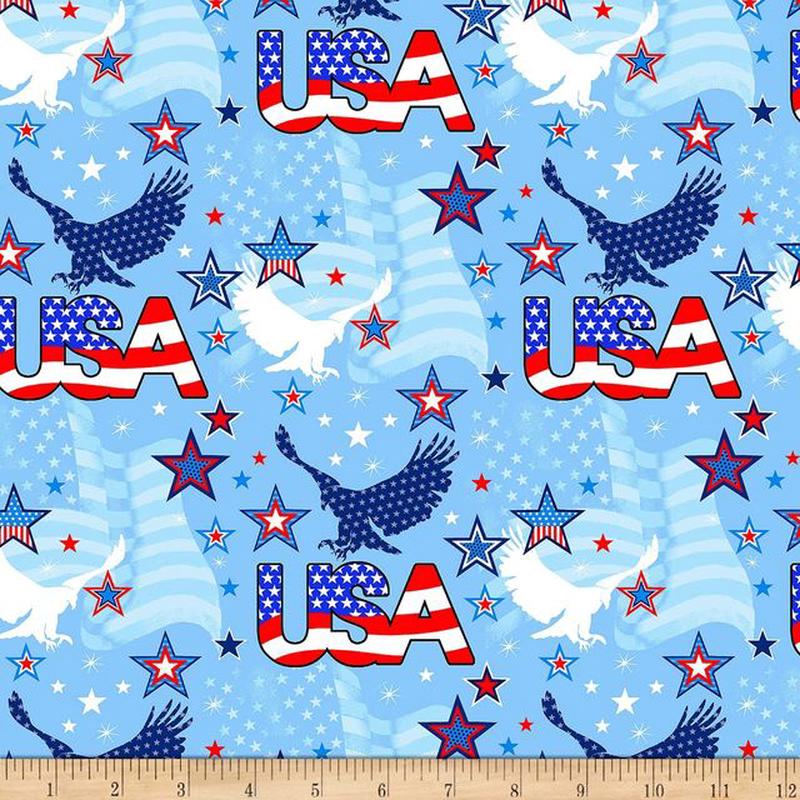 Stars & Stripes Forever Patriotic Eagles USA Blue Sharla Fults Studio E Cotton Fabric