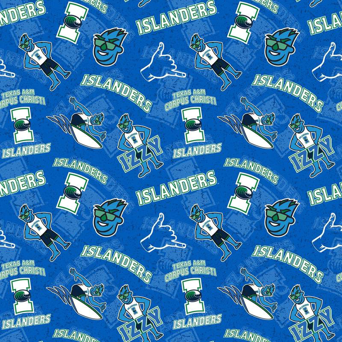 Texas A038M Corpus Christie Islanders NCAA College Tone on Tone Sykel Enterprises Cotton Fabric SYK-TAMCC-1178