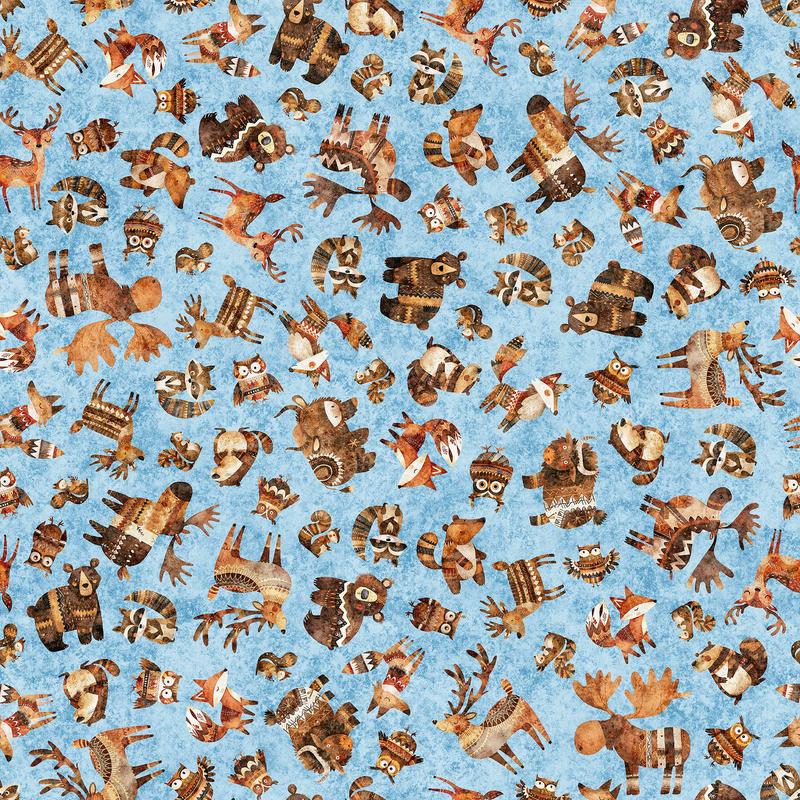 Bearsville ~ Woodland Toss ~ 31261 B Sky Blue