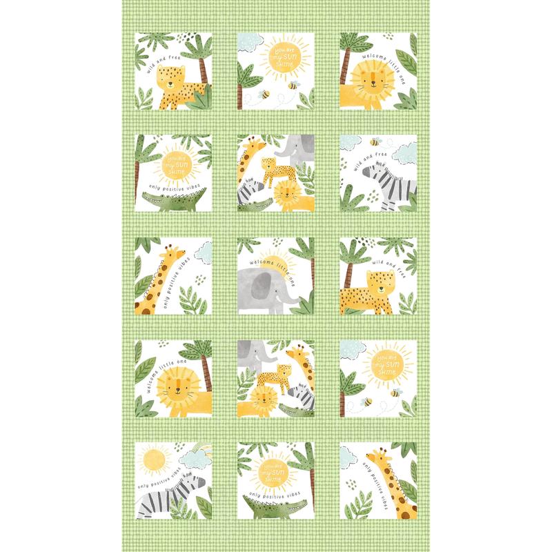 Sunny Safary ~ Block Panel ~ 27761-10 White Multi