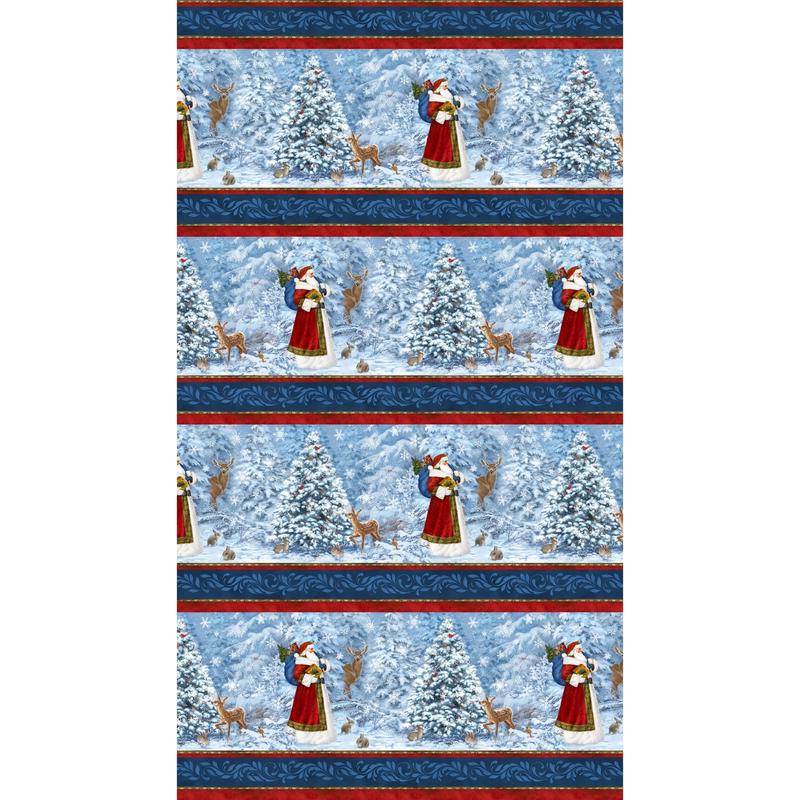 St. Nicholas ~ Border Stripe ~ DP28213-48 Dark Blue Multi ~ One Yard