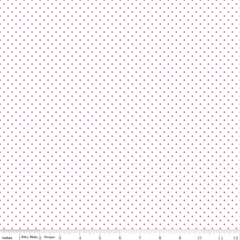Swiss Dot on White ~ C660-70 HOTPINK