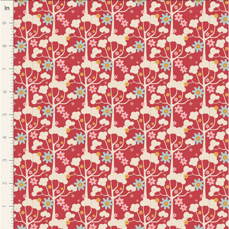 Tilda Fabrics Jubilee ~ TIL100542 ~ Wildgarden ~ Red