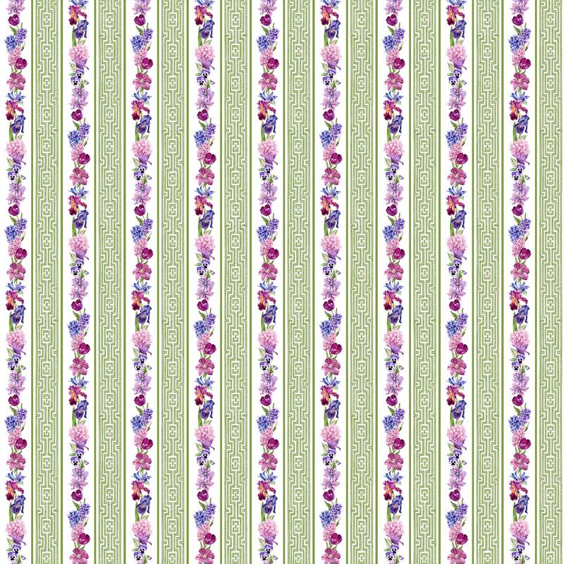 Deborah's Garden ~ Floral Stripe ~ Green DP25598-74