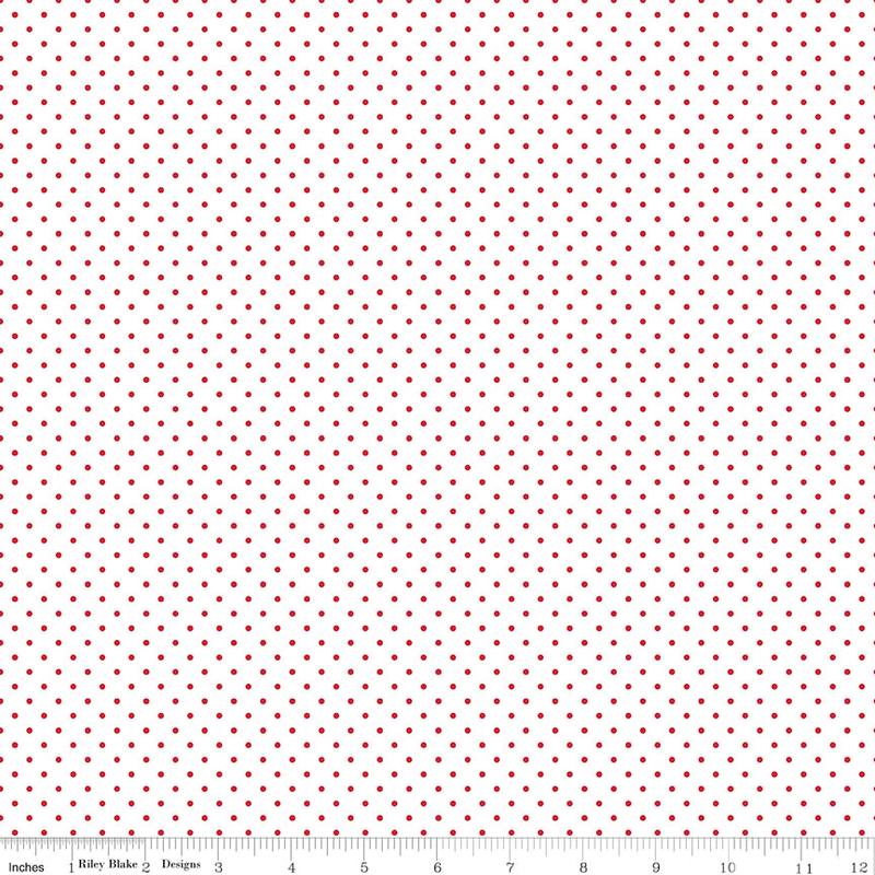 Swiss Dot on White ~ C660-80 RED