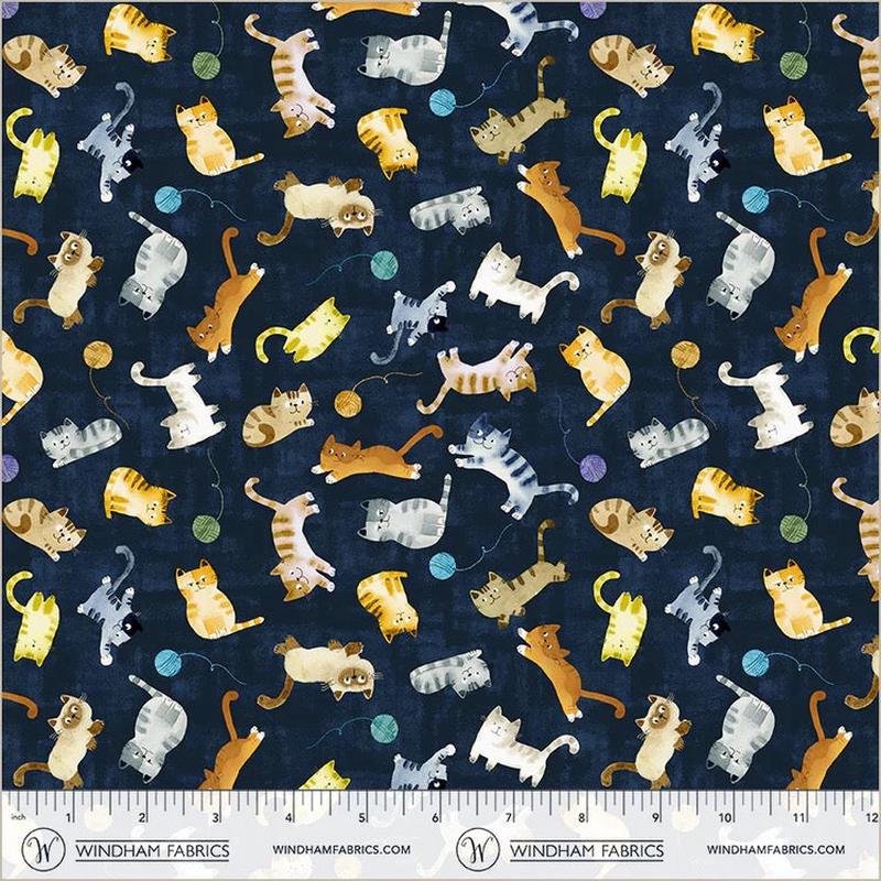 Cats Around Town ~ Playful Companions ~ 55001-4 Navy