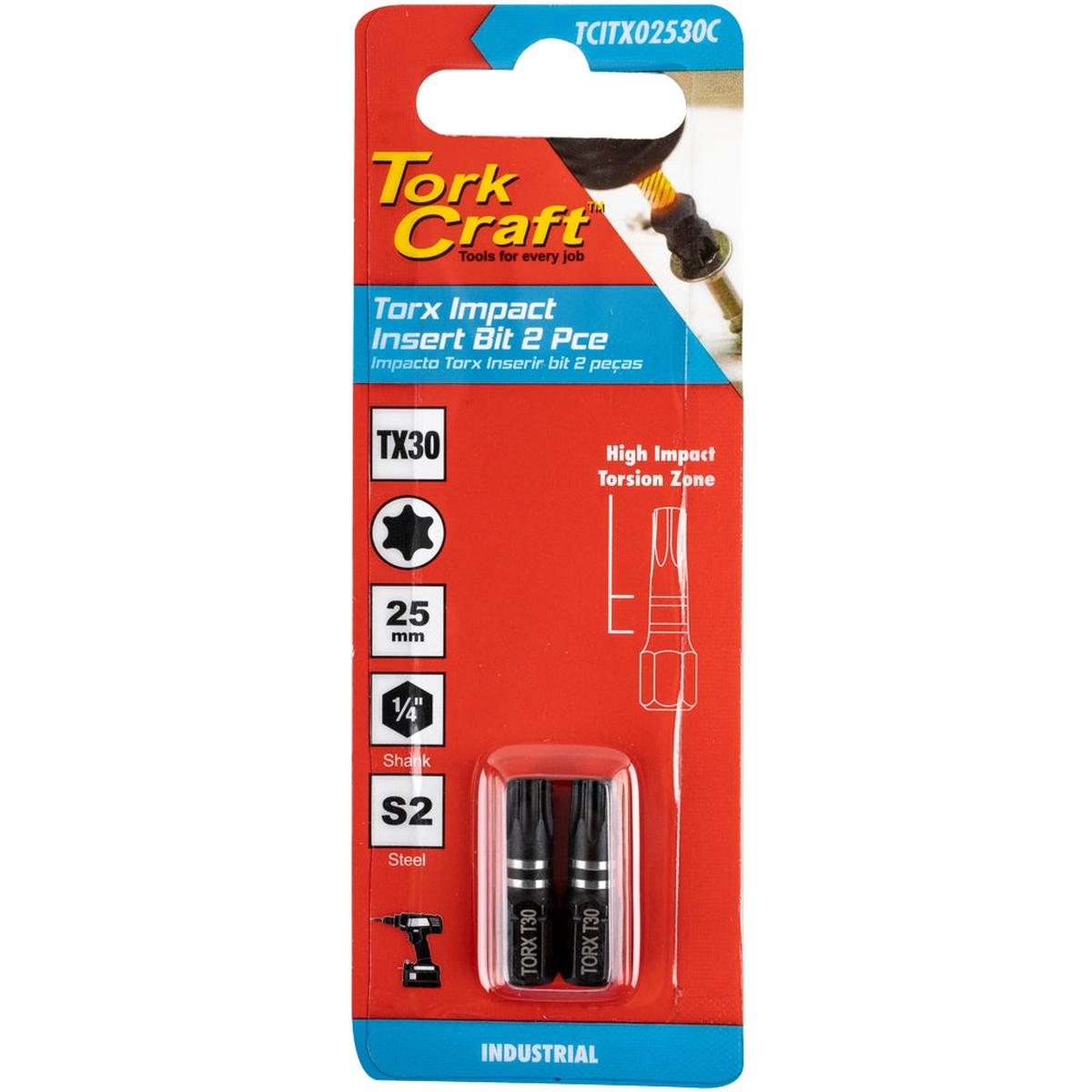 Tork Craft Torx Tx 30 Impact Insert Bit 25Mm 2Pc Carded