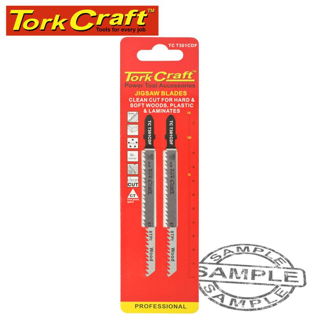 Tork Craft T-Shank Jigsaw Blade For Hard/Softwood/Laminate 3Mm 8Tpi 116Mm 2Pc