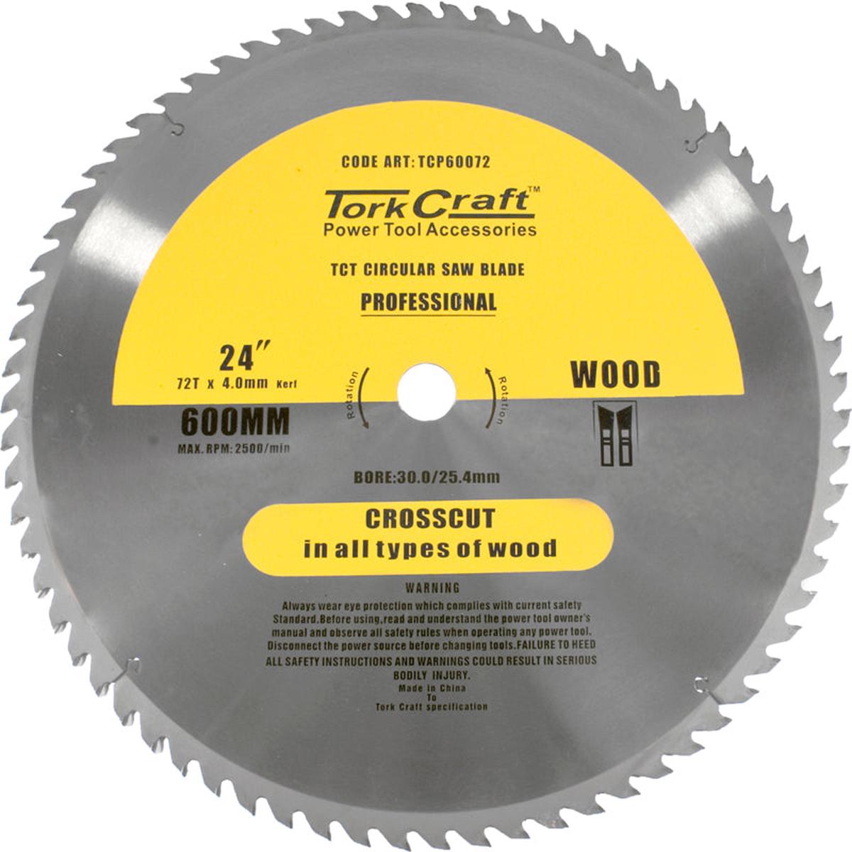 Tork Craft Tct Saw Blade Rip & Cross 600X72T 40/30/25.4/20/16