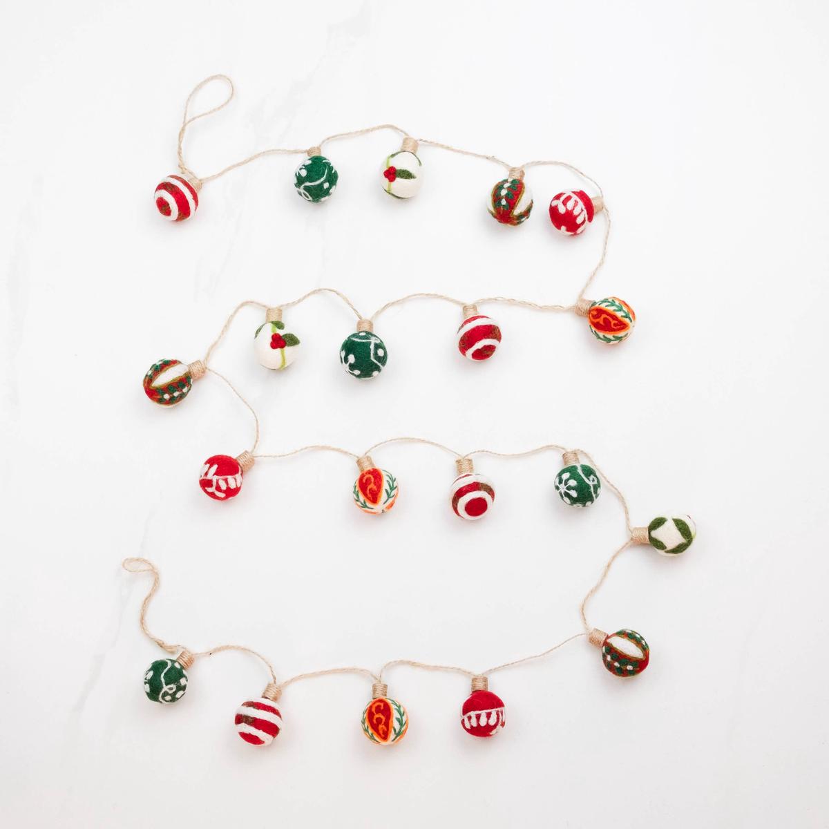 Garland - Embroidered Christmas Balls - Christmas Decor