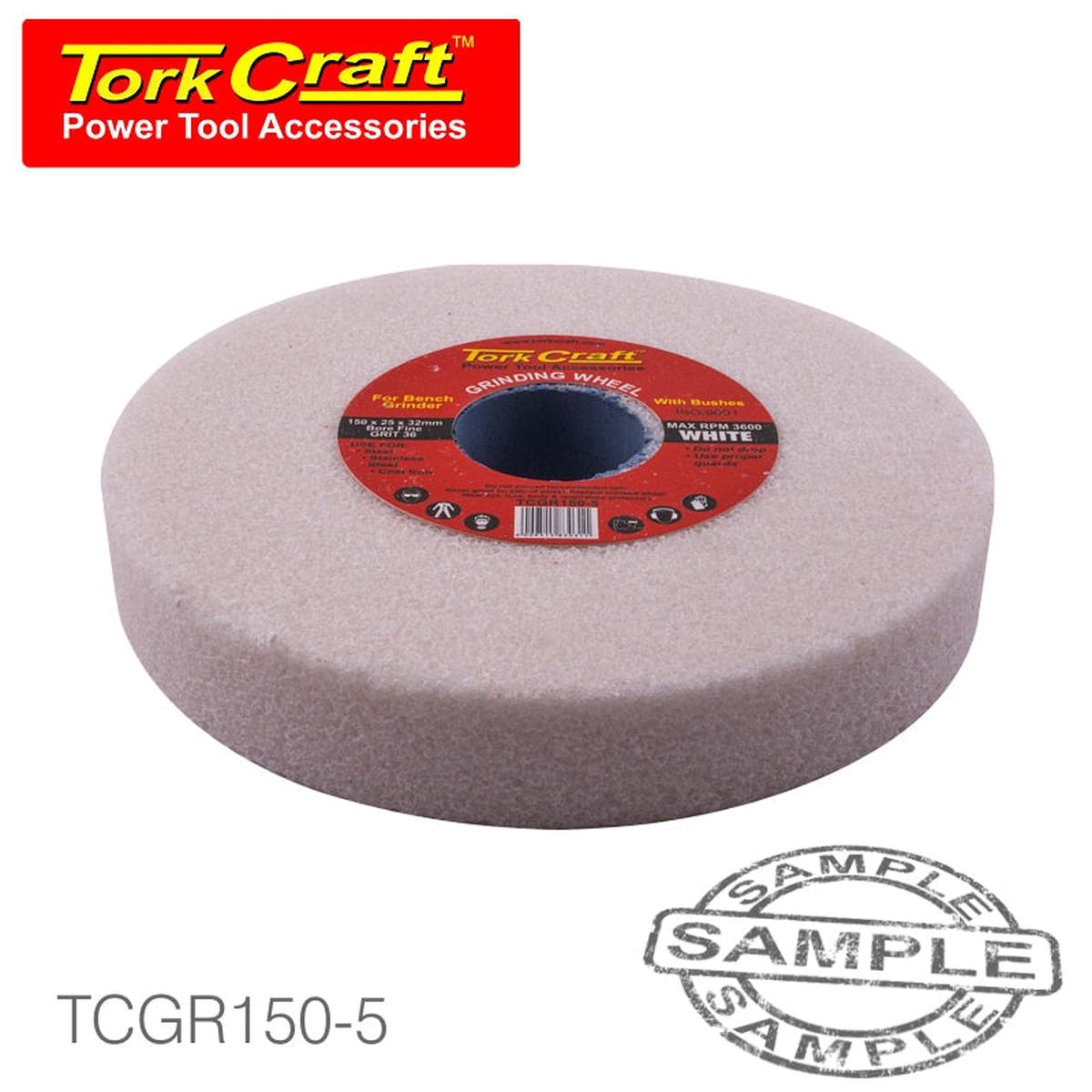 Tork Craft Grinding Wheel 150X25X32Mm White Coarse 36Gr W/Bushes For Bench Grinde