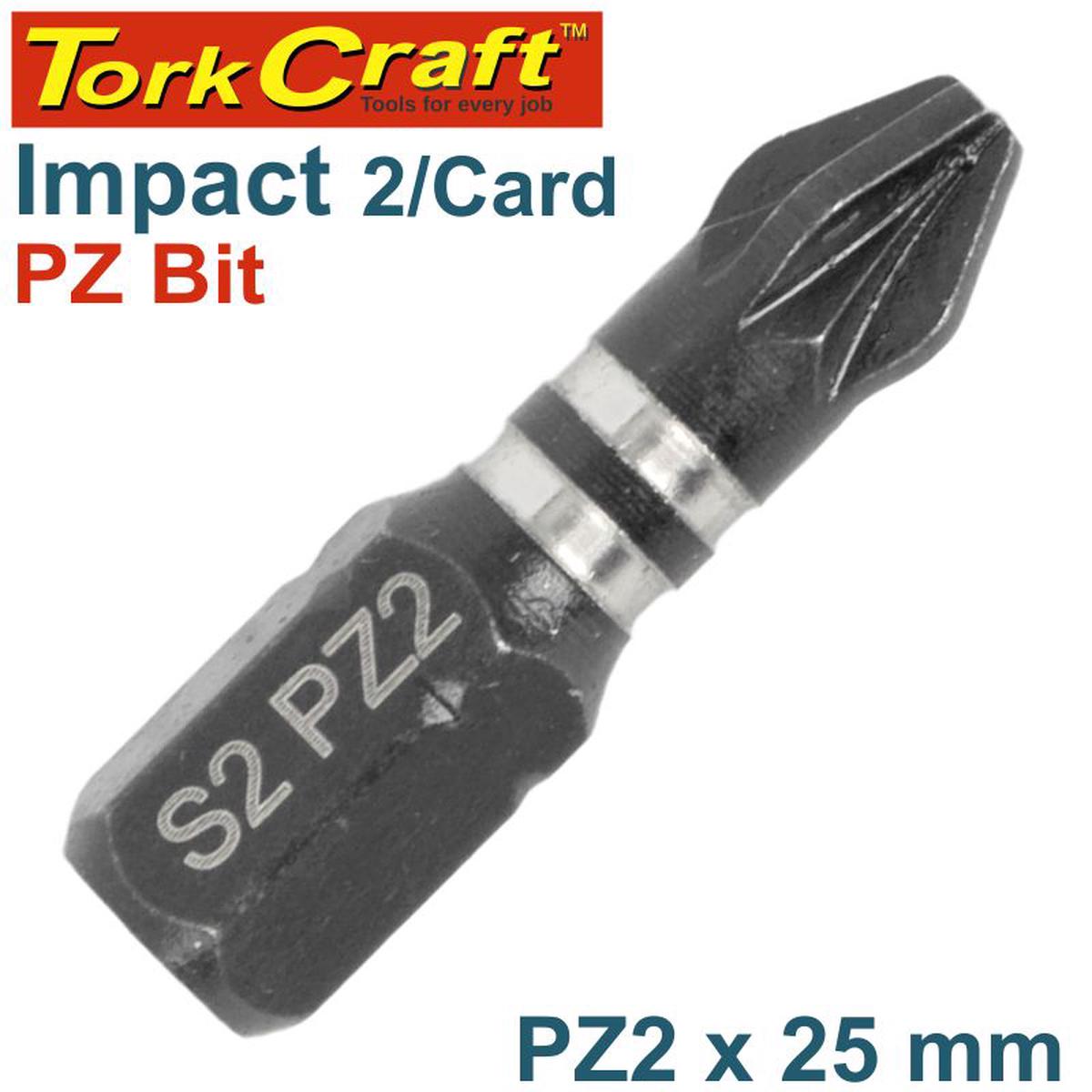 Tork Craft Impact Pozi.2 X 25Mm Ins.Bit 2/Card
