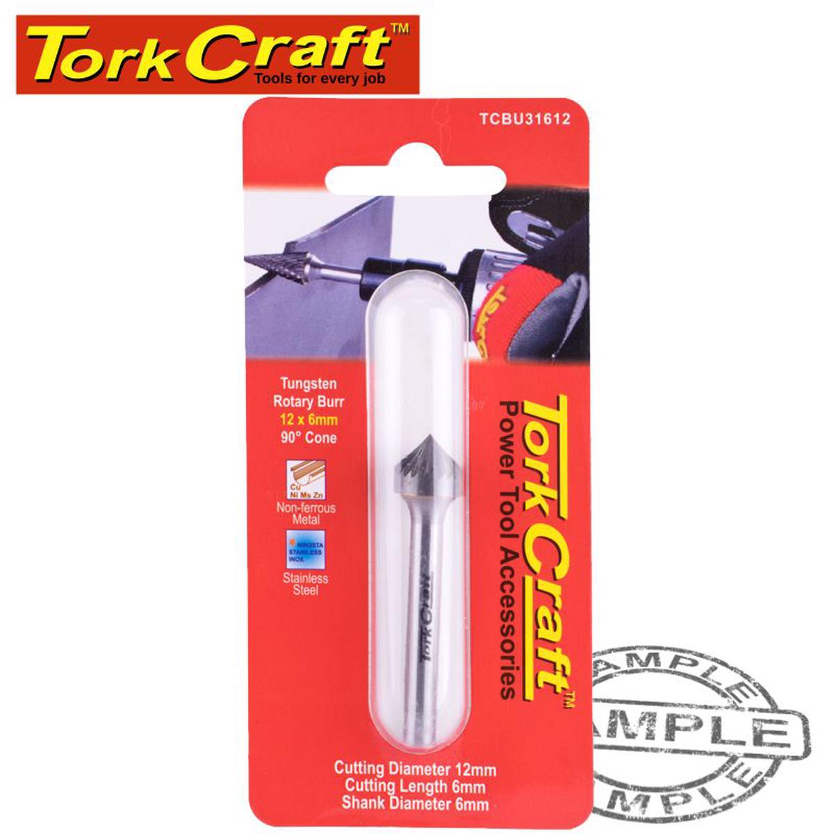Tork Craft Rotary Burr Tungsten 12X6X6Mm 90 Degree Cone