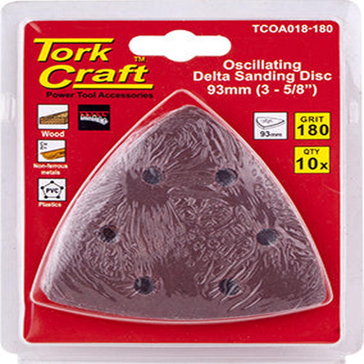 Tork Craft Oscilating Sandpaper A/O 93Mm 10Pc Delta Shape 180Grit