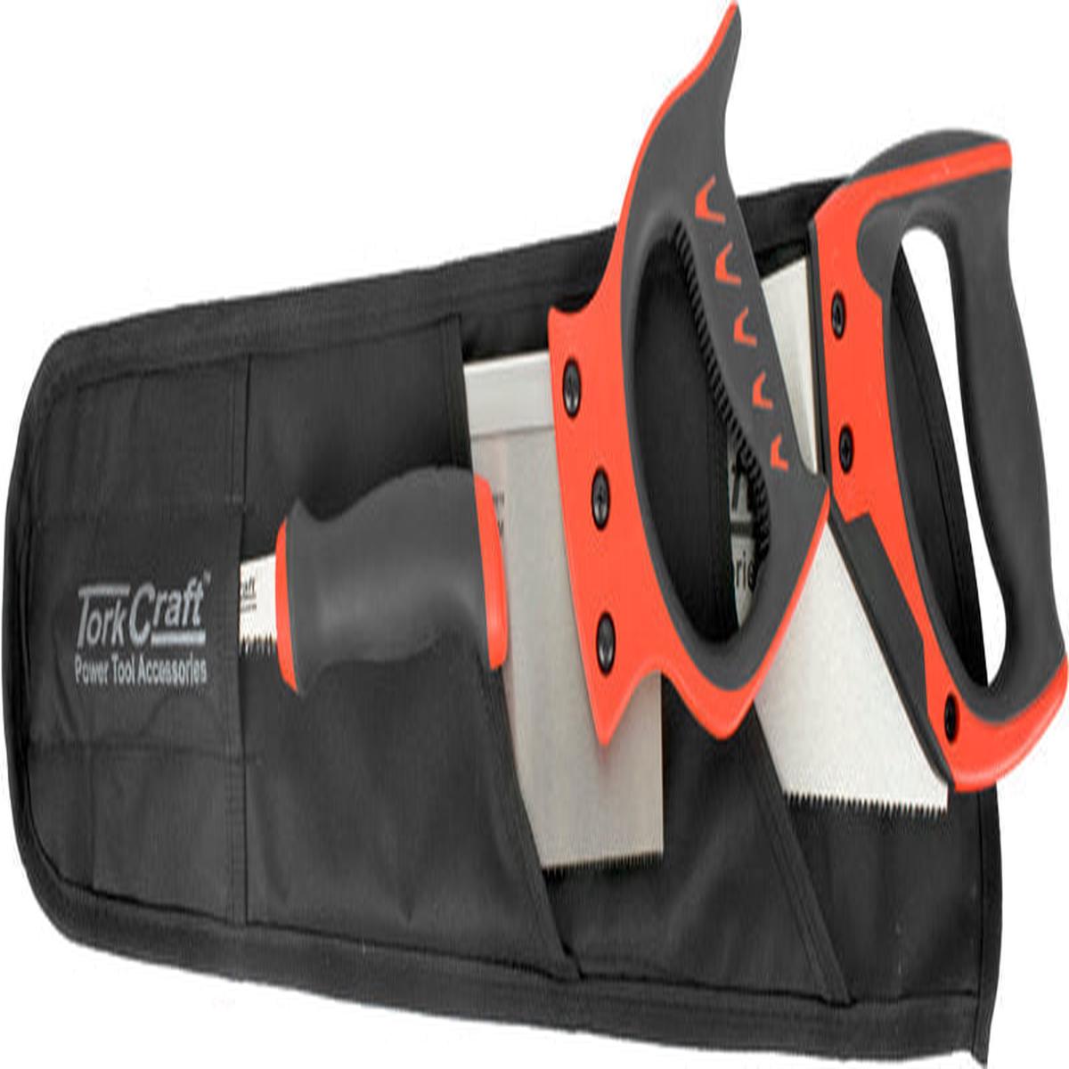 Tork Craft Saw Set 3Pc Hand/Back/Job Saw Nylon Bag