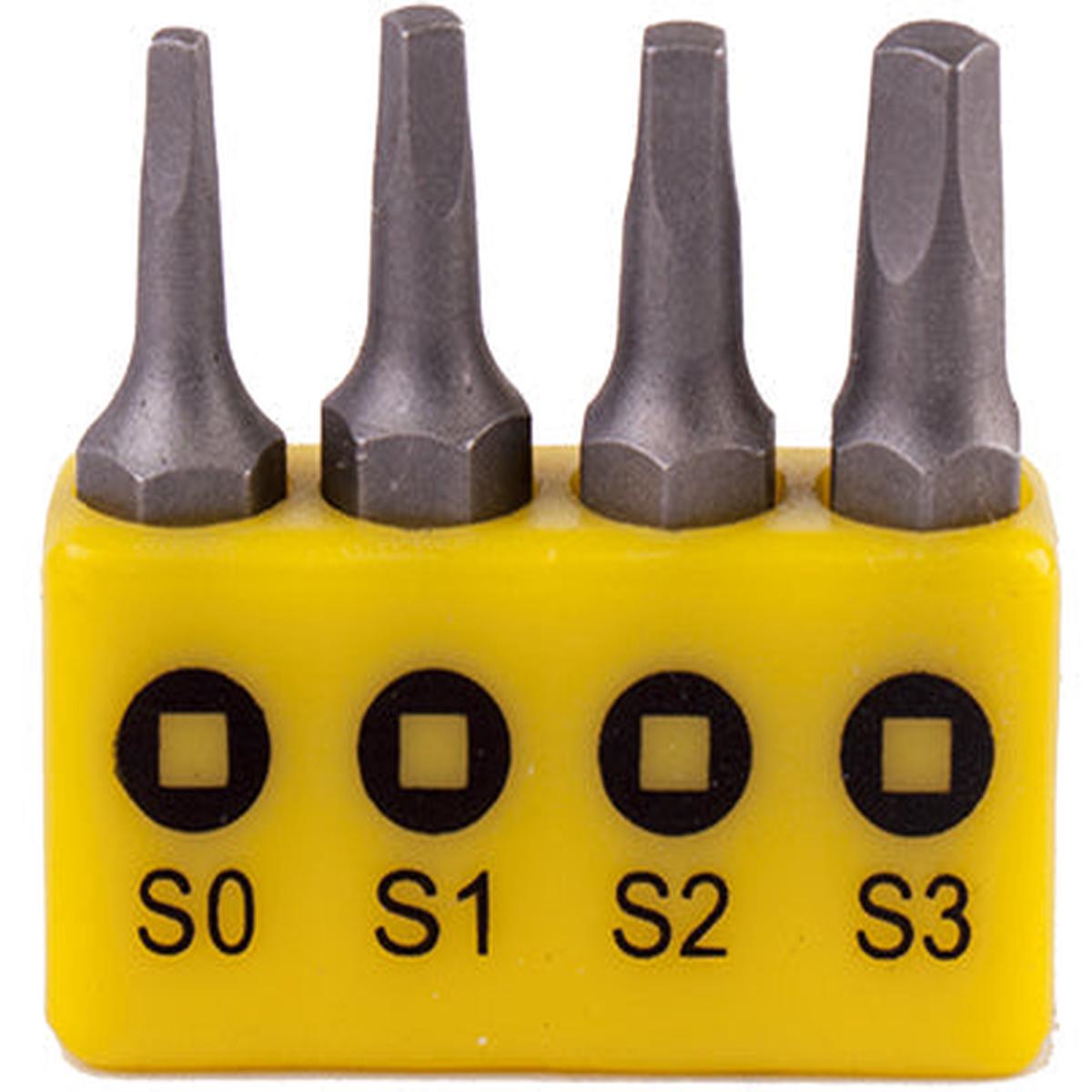 Tork Craft Screwdriver Bit Set Square Recess 4Pce 25Mm Sq0.1.2.3