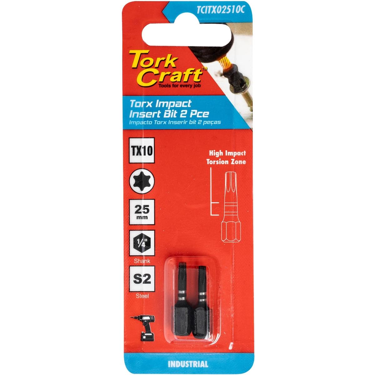 Tork Craft Torx Tx 10 Impact Insert Bit 25Mm 2Pc Carded