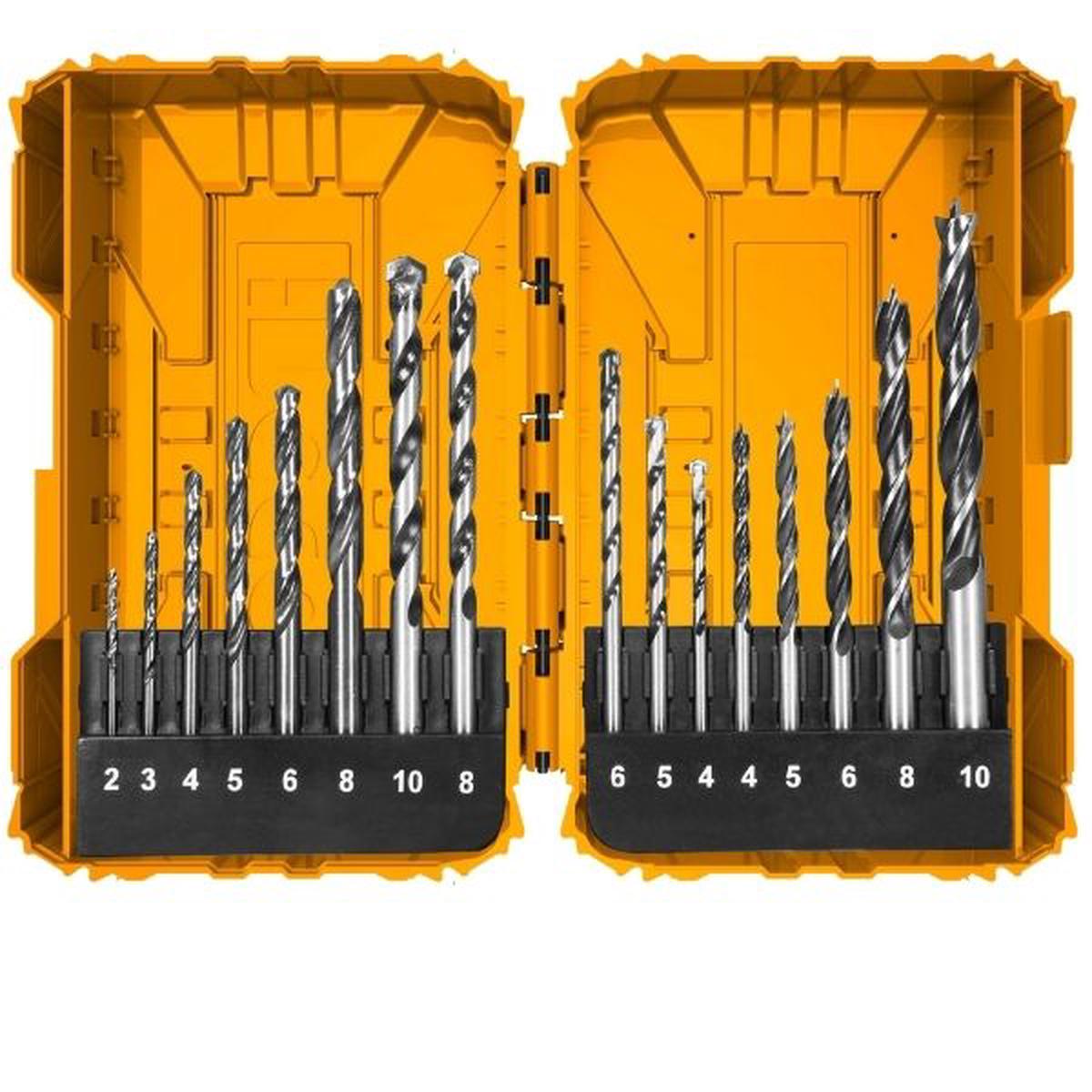 Ingco Metal Concrete And Wood Drill Bit Set - (16 Pieces)