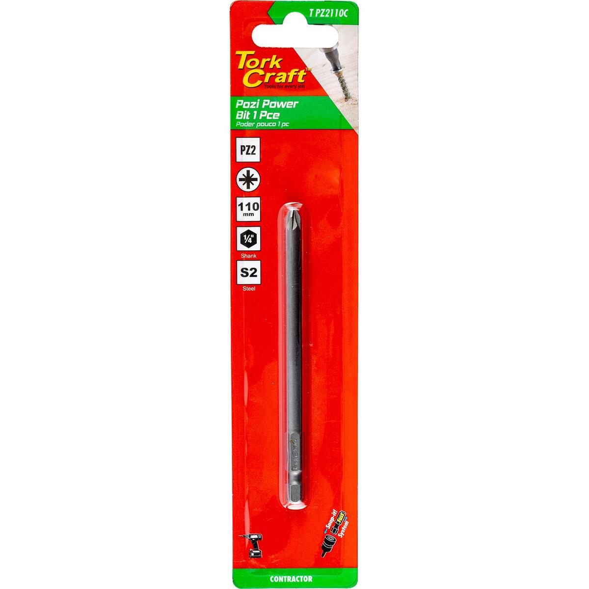 Tork Craft Pozi Pz2 X 110Mm Power Bit 1Pc Carded