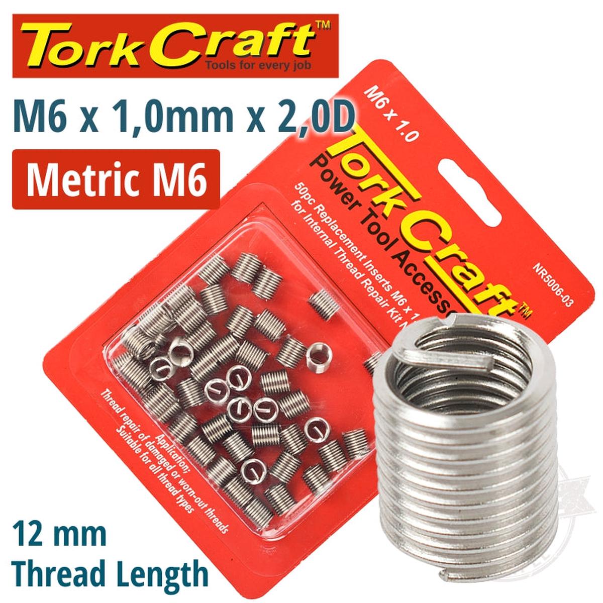 Tork Craft Thread Repair Kit M6 X 1.0 X 2.0D Repl. Inserts For Nr5006