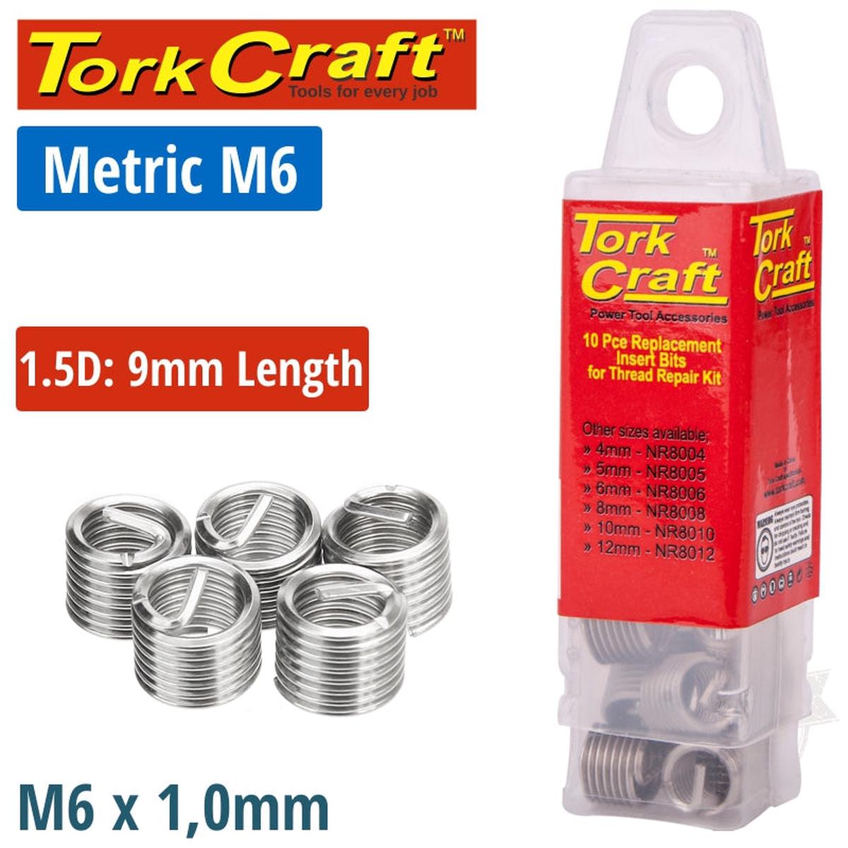 Tork Craft Thread Repair Kit M6 X 1.5D Replacement Inserts 10Pce