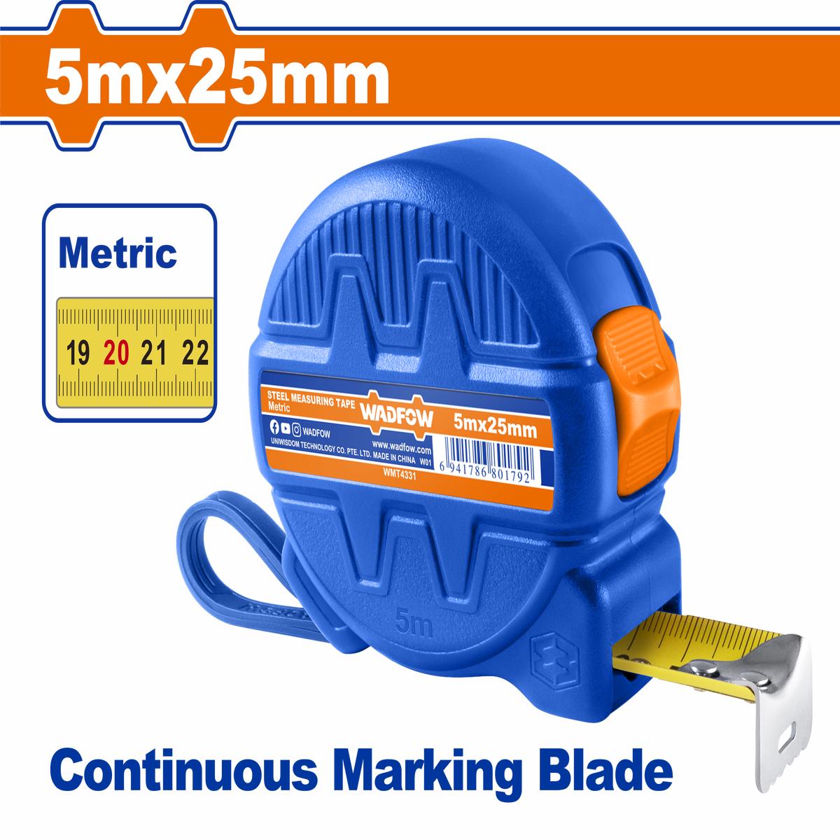 Wadfow Steel measuring tape 5m x 25mm
