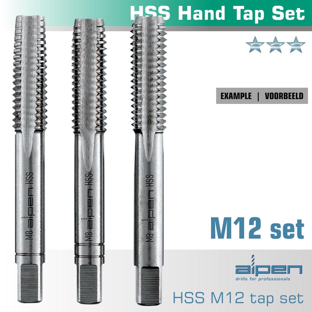 Hand Tap Set In Pouch M12 Hss 1.75Mm Pitch