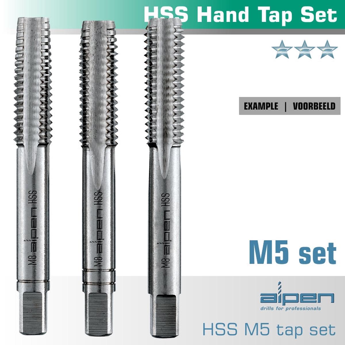 Hand Tap Set In Pouch M5 Hss 0.8Mm Pitch