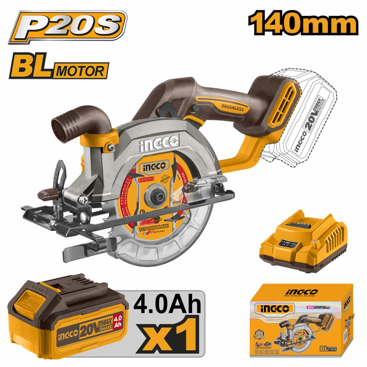 Ingco 20V Lithium-Ion Circular Saw 140mm