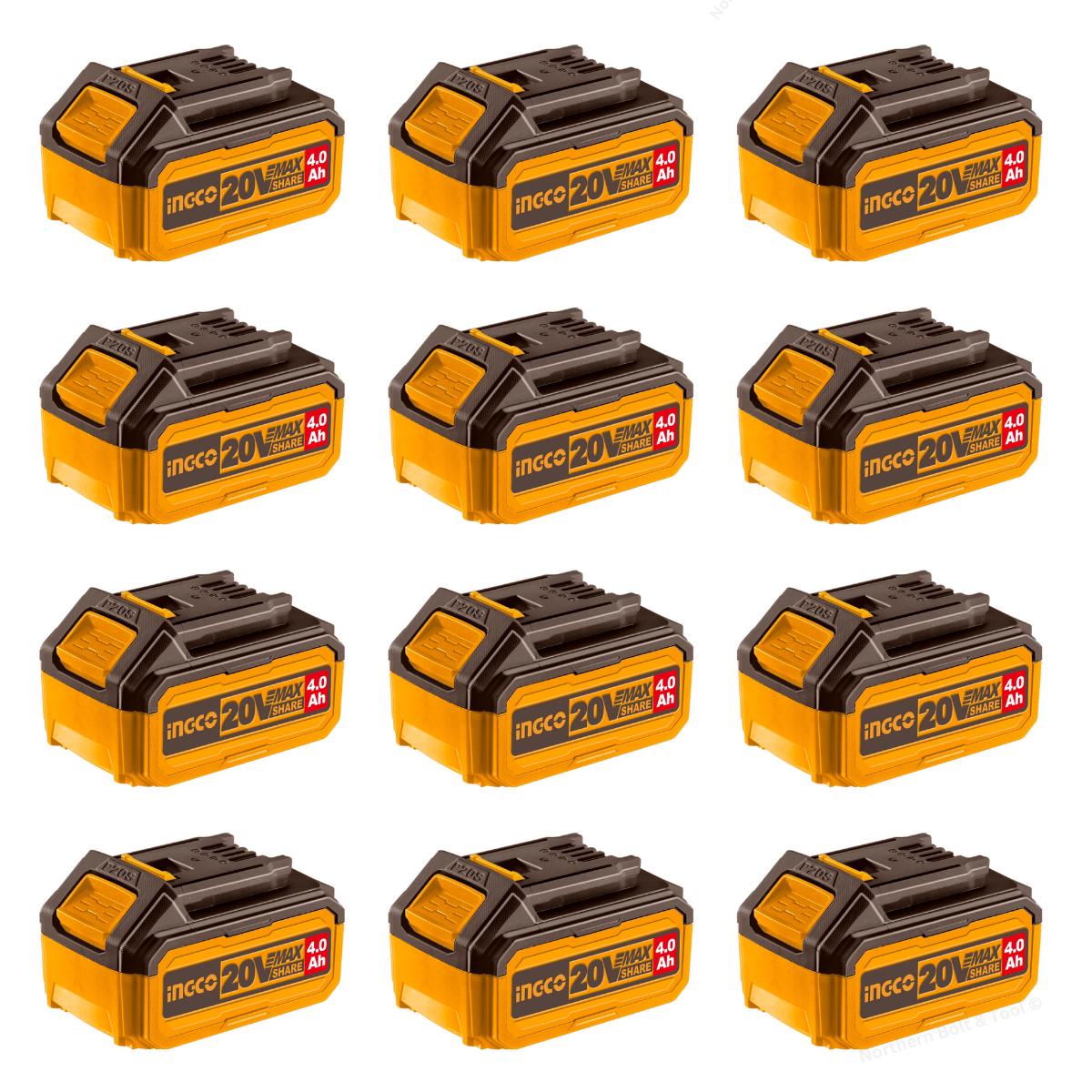 Ingco 4Ah Spare Battery 20V P20S For All Ingco Cordless Tools Carton (Qty 12)