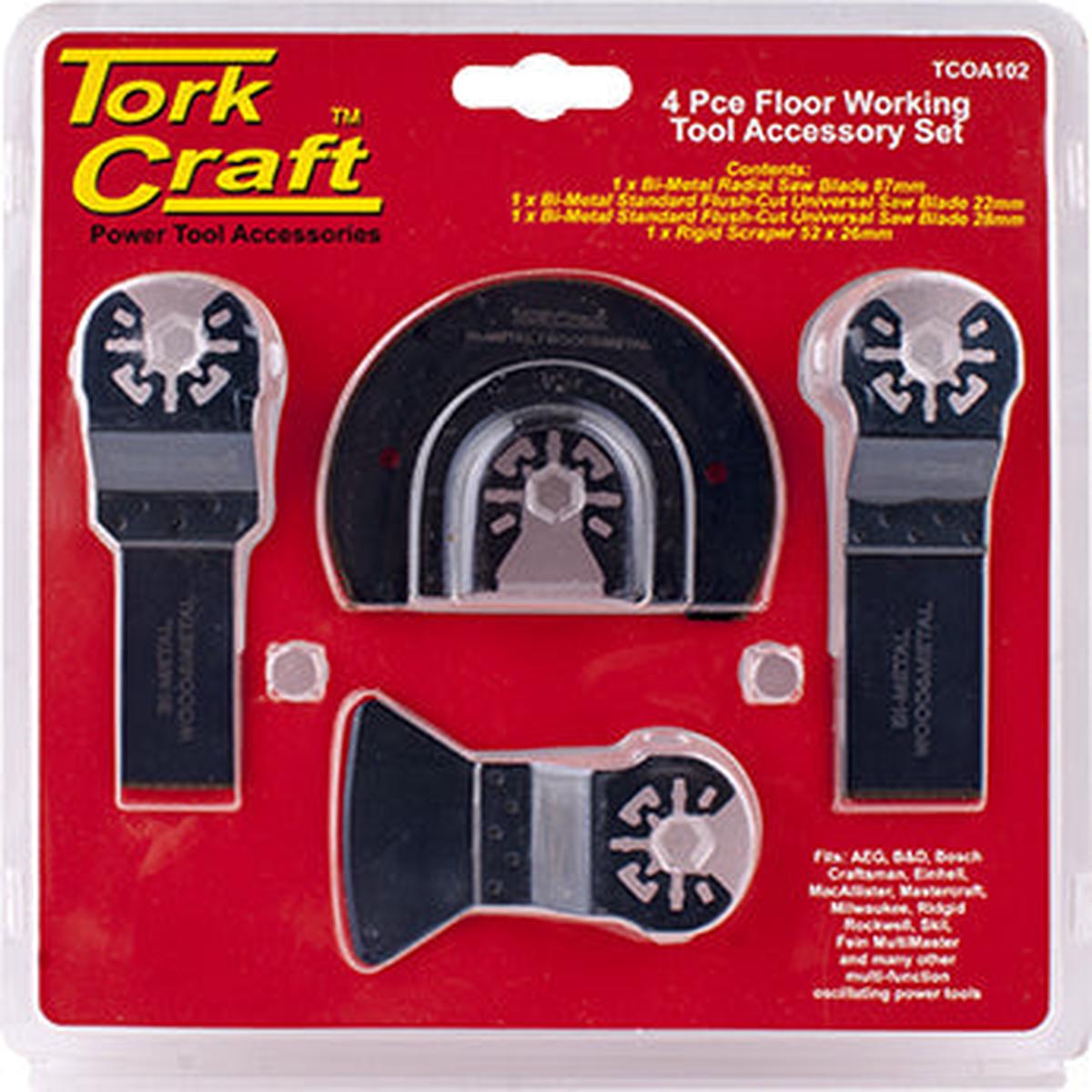 Tork Craft Quick Change Oscillating Floor Working Accessory Kit 4Pc