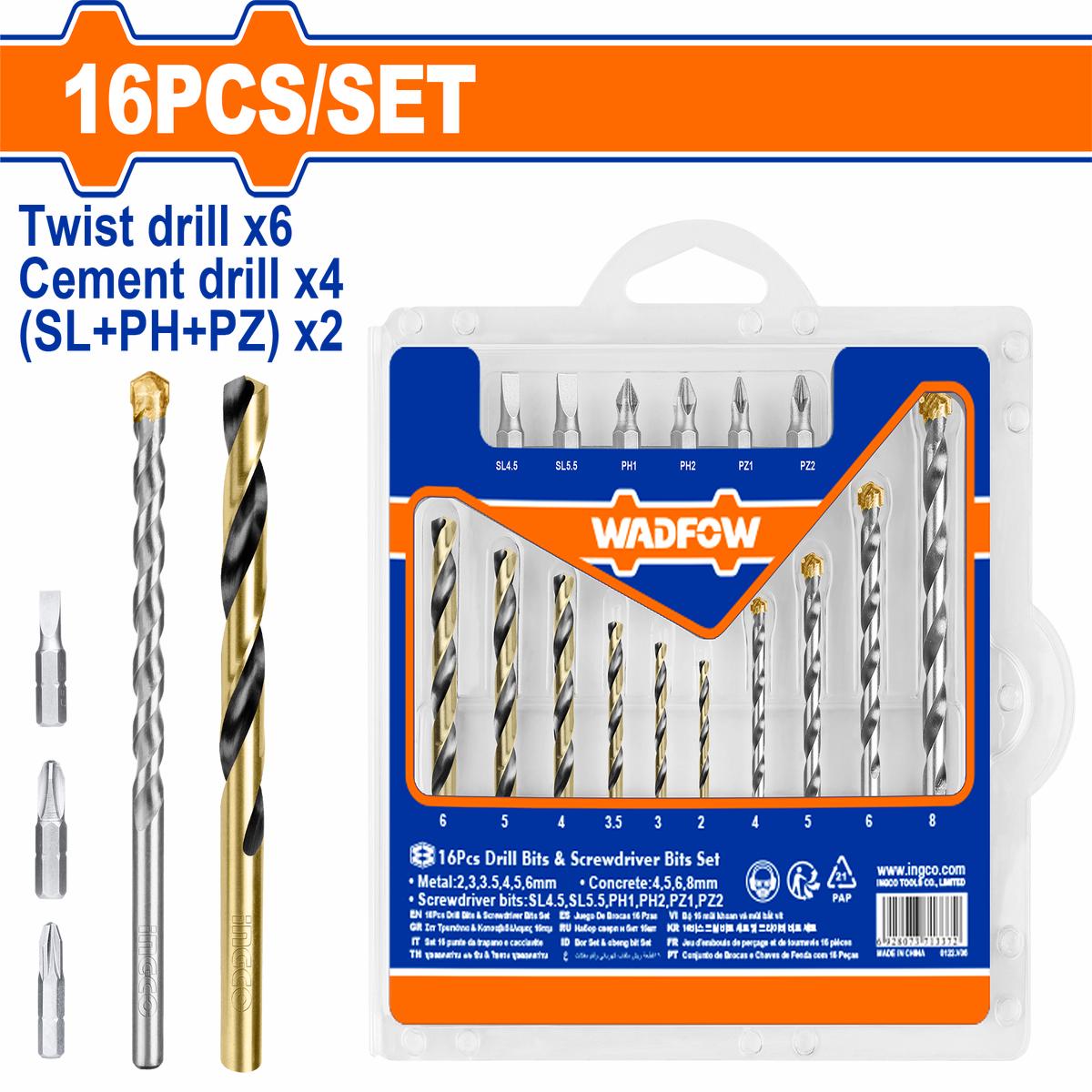 Wadfow Drill bits and screwdriver bits set 16 Piece