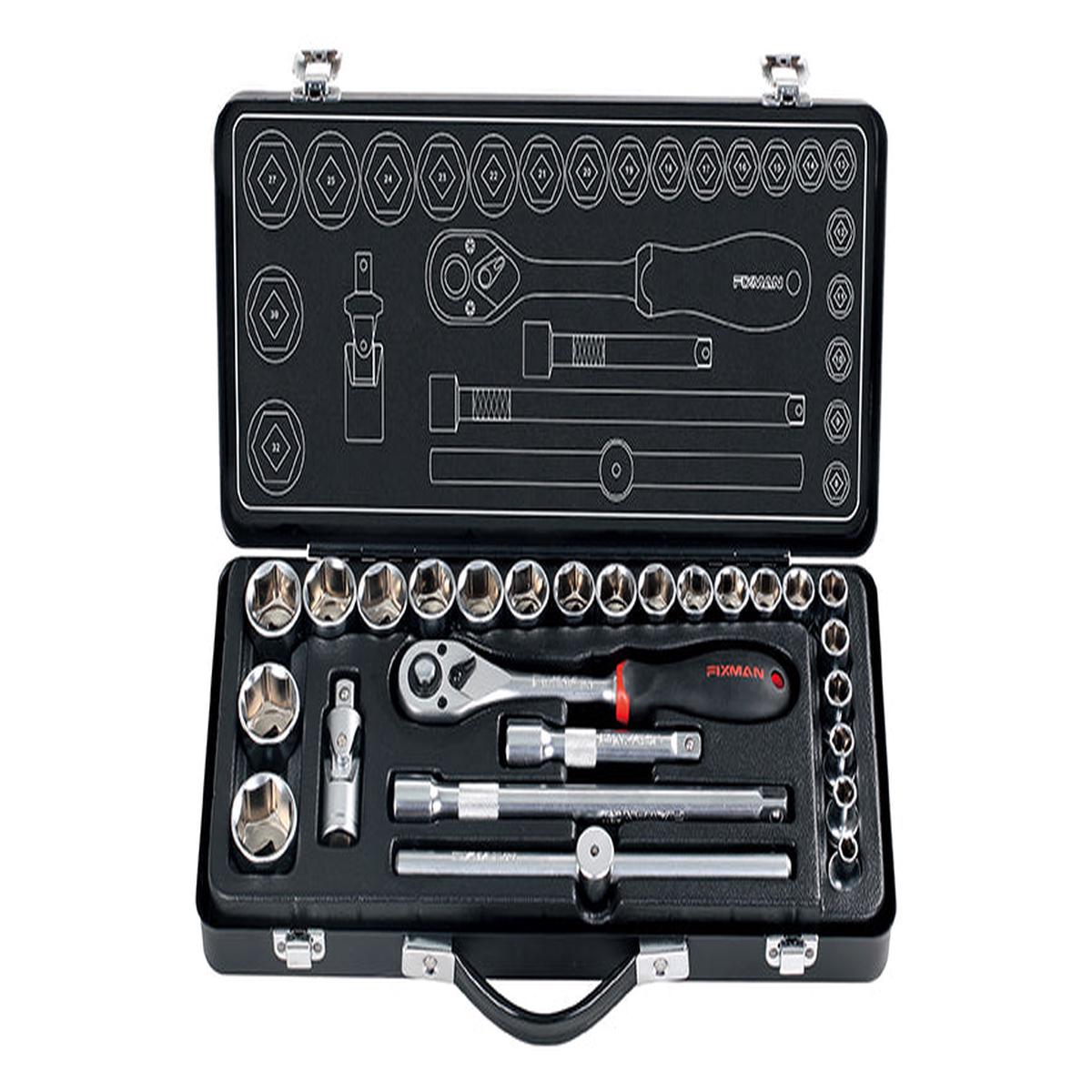 Fixman 26 Piece Socket Set 1/2' 8 - 25 27 30 &32Mm