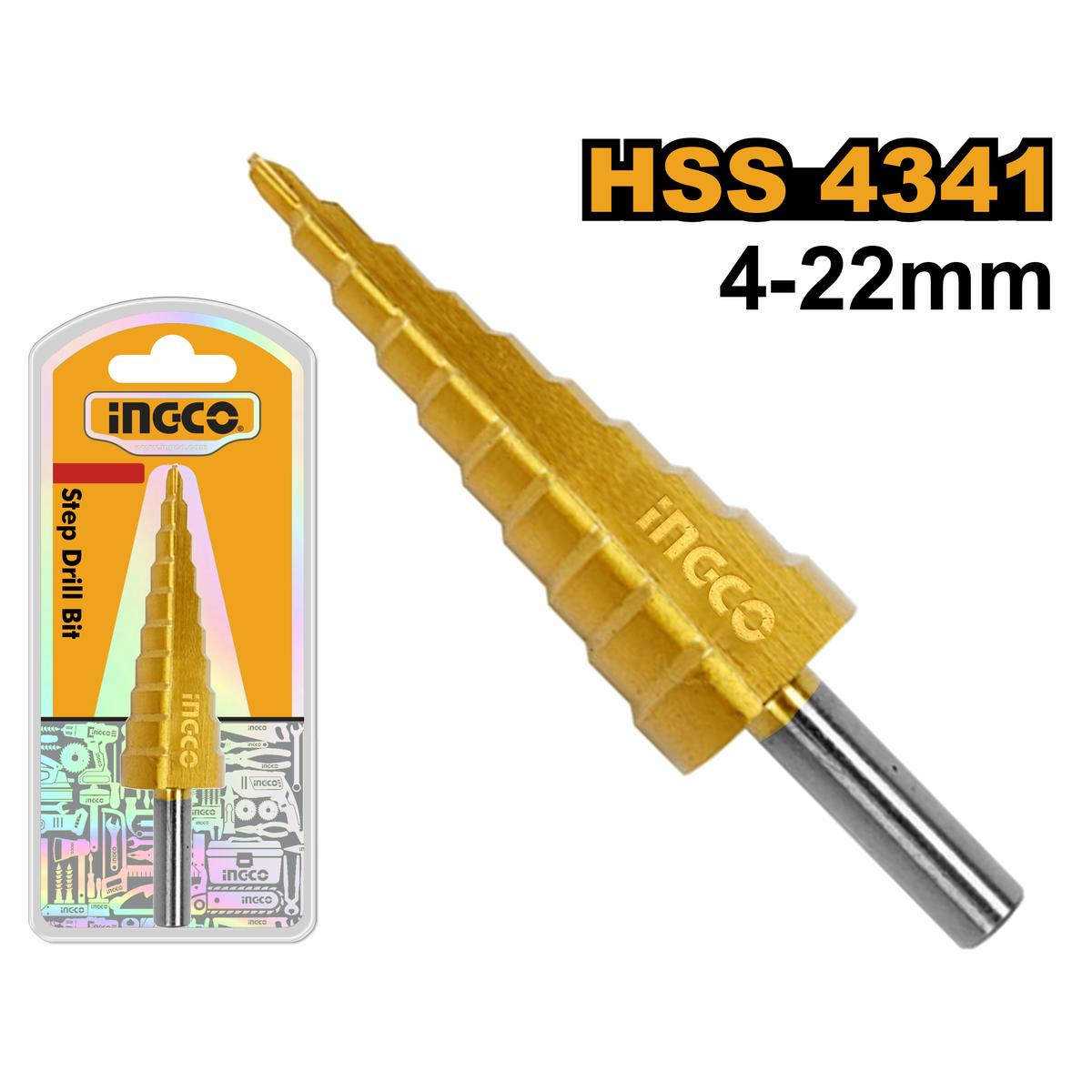 Ingco Drill Bit Step 4341 Shank Rnd 0.4-22Mm