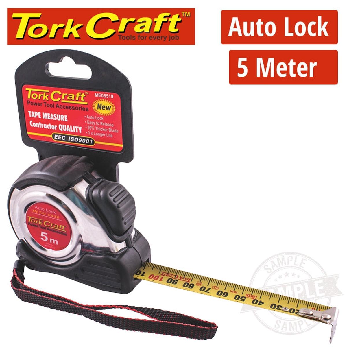 Tork Craft Measuring Tape Self Lock 5M X 19Mm S/S & Rubber Casing Matt Finish