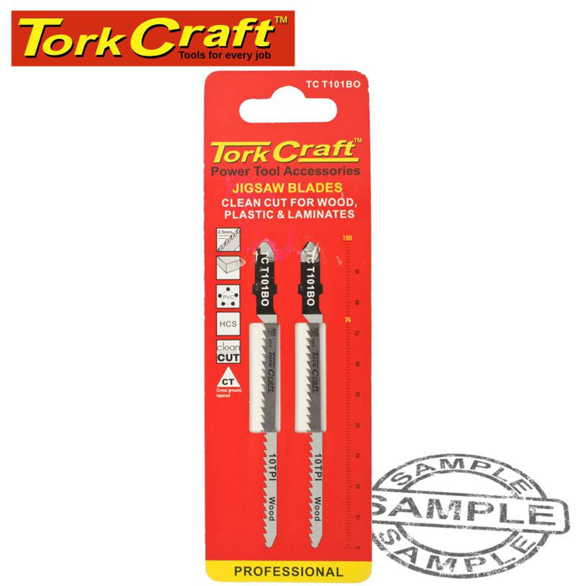 Tork Craft T-Shank Jigsaw Blade Clean Cut Wood/Laminat 2.5Mm 10Tpi 100Mm 2Pc
