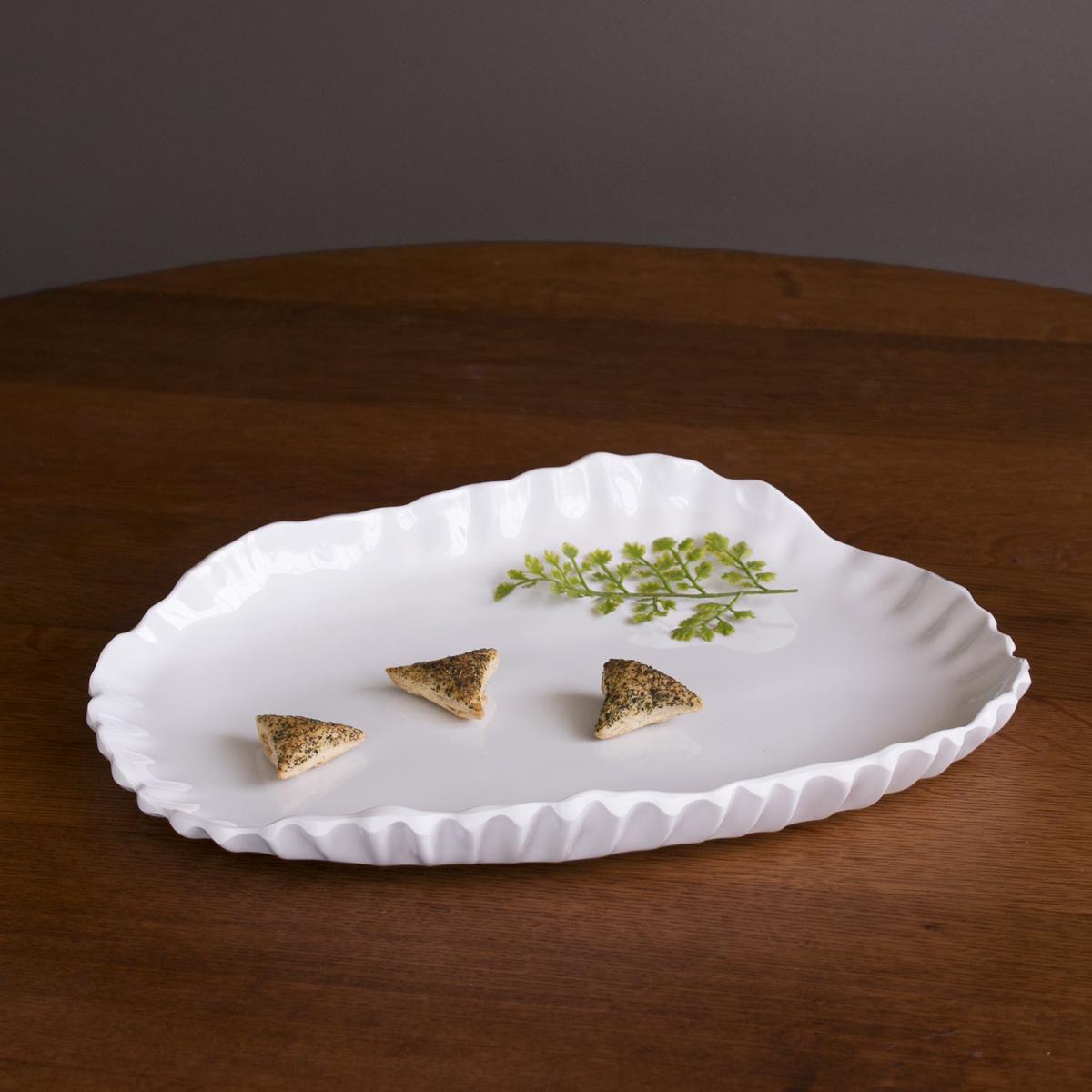 VIDA Bloom Pinched Large Oval Platter -White