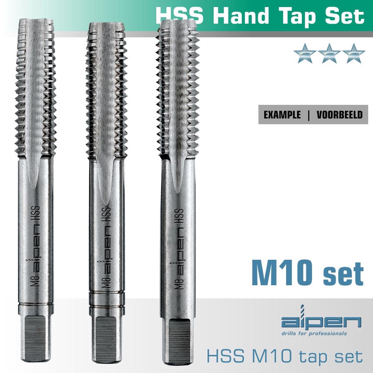 Hand Tap Set In Pouch M10 Hss 1.5Mm Pitch