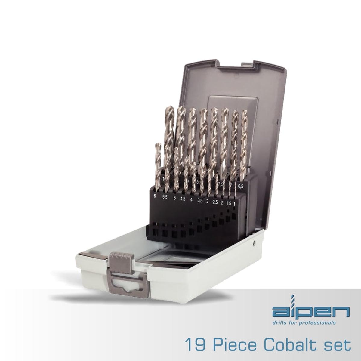 Hss Cobalt Drill Bit Set 19 Piece 1.0-10.0Mm X 0.5Mm In Plastc Case