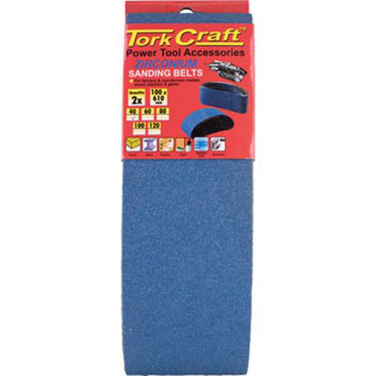 Tork Craft Sanding Belt Zirconium 100 X 610Mm 60Grit 2/Pack