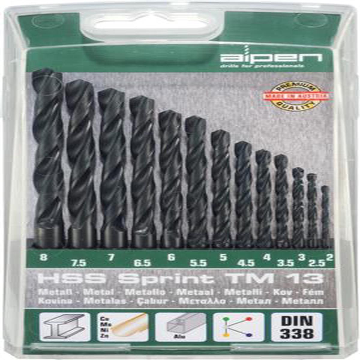 Hss Sprint Drill Bit Set 13 Piece 2-8Mm X 0.5