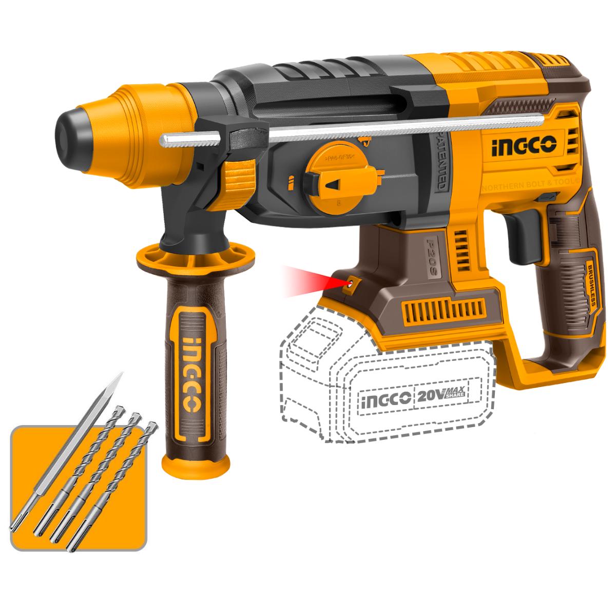 Ingco Cordless Rotary Hammer Drill 26mm - Tool Only