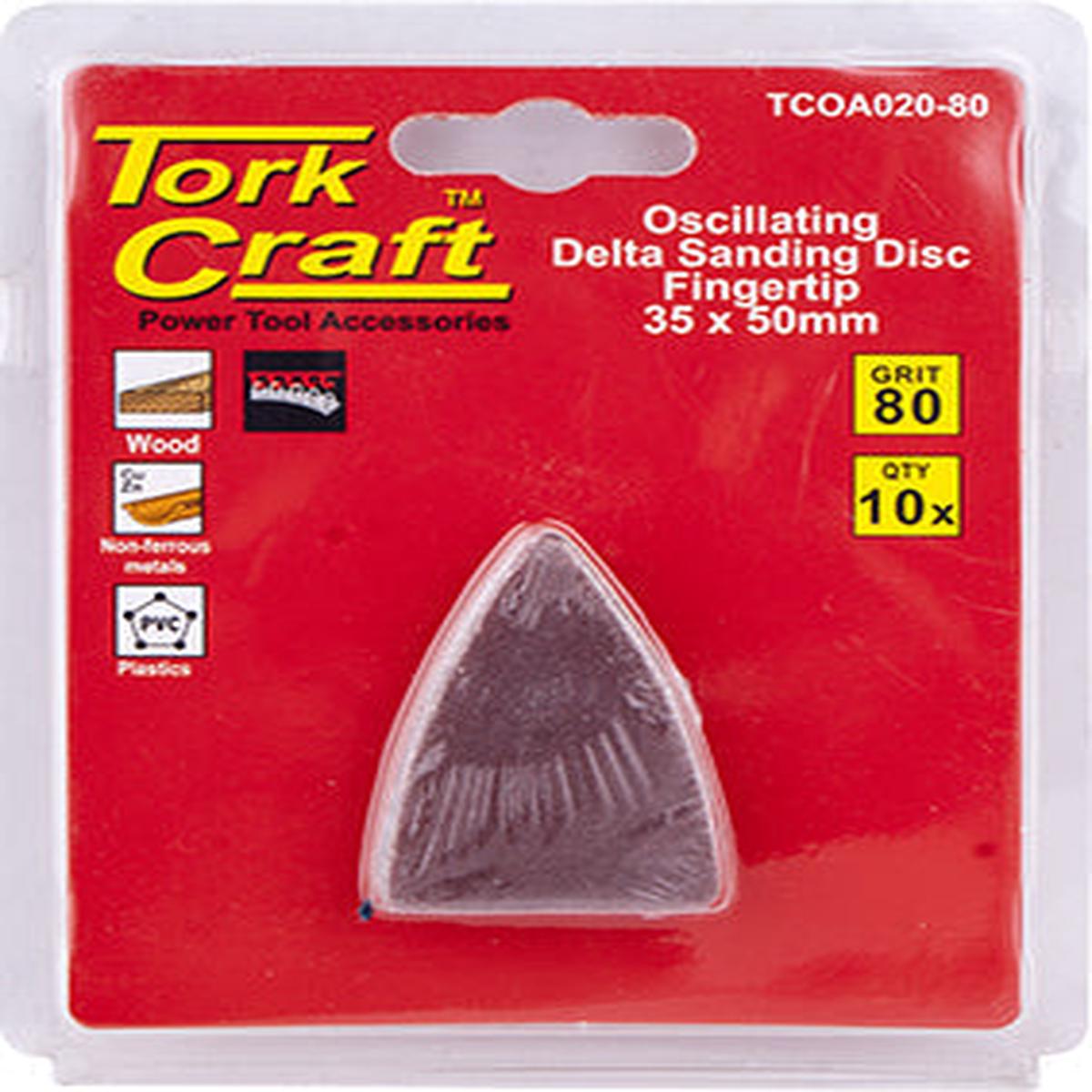 Tork Craft Oscilating Sandpaper A/O 35X50Mm 10Pc Fingertip 80Grit