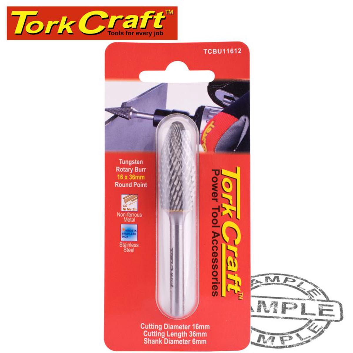 Tork Craft Rotary Burr Tungsten 16X36X6Mm Round Point