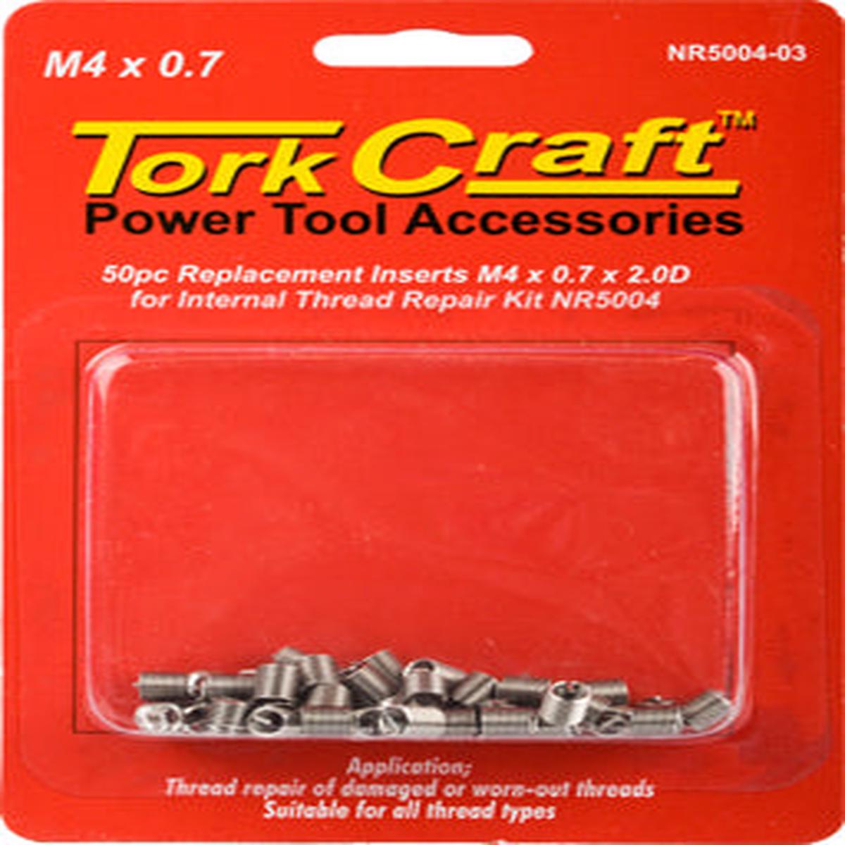Tork Craft Thread Repair Kit M4 X 0.7 X 2.0D Repl. Inserts For Nr5004